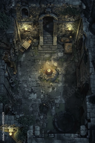 DnD Battlemap ancient, dungeon, stones, mysterious, place, damp