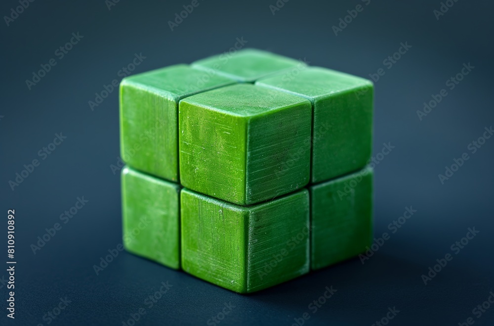Textured green cube on dark Textured green cube on dark