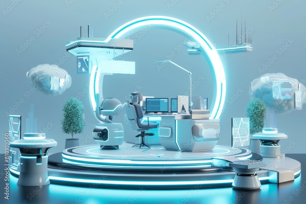 A futuristic center to help customers with virtual reality A futuristic center to help customers with virtual reality