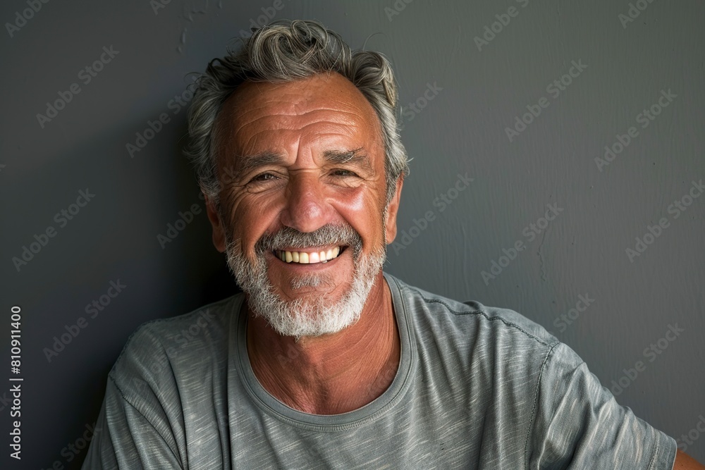 Obraz premium Smiling Man With Grey Hair and Beard