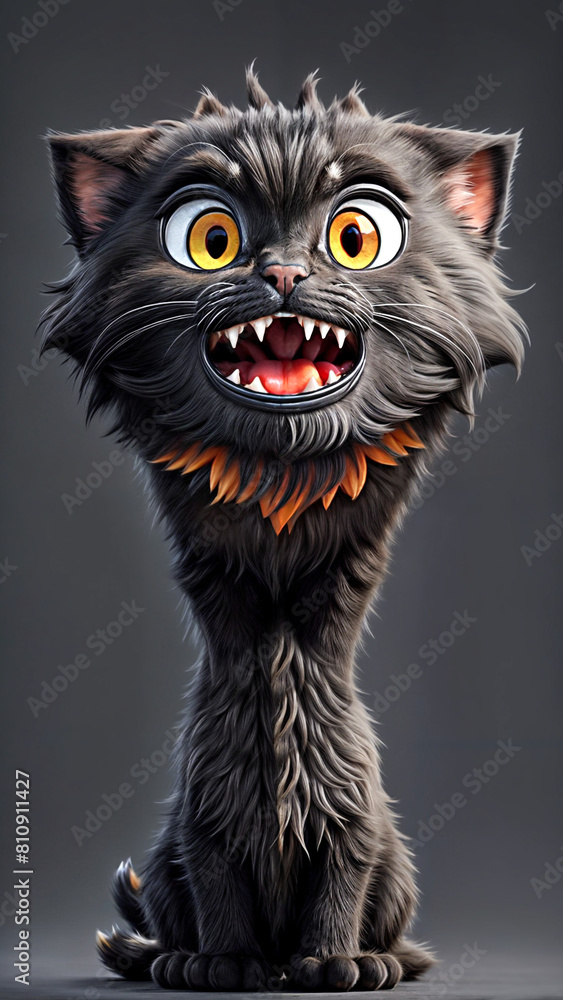 A Painting of Toon Terror: 3D Cat Unleashes Cartoon Fur A Painting of Toon Terror: 3D Cat Unleashes Cartoon Fur