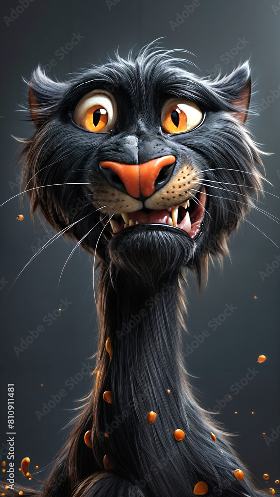 A Painting of Toon Terror: 3D Cat Unleashes Cartoon Fur A Painting of Toon Terror: 3D Cat Unleashes Cartoon Fur