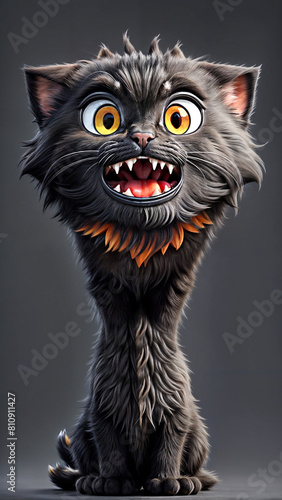 A Painting of Toon Terror: 3D Cat Unleashes Cartoon Fur