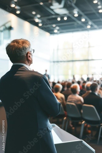 Businessman in Suit Looking at Crowd of People Fictional Character Created By Generative AI. 