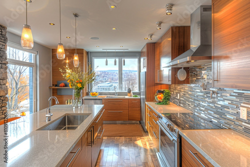 A contemporary Montreal kitchen, with a mix of French-Canadian and modern urban design © artist