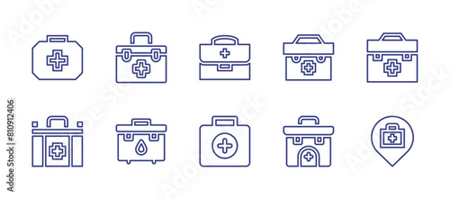 First aid line icon set. Editable stroke. Vector illustration. Containing firstaidkit, firstaidbag, firstaidcross, firstaid. photo