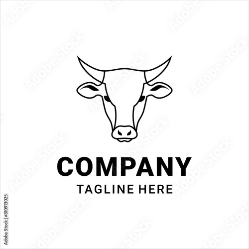 Cow head with modern style line design