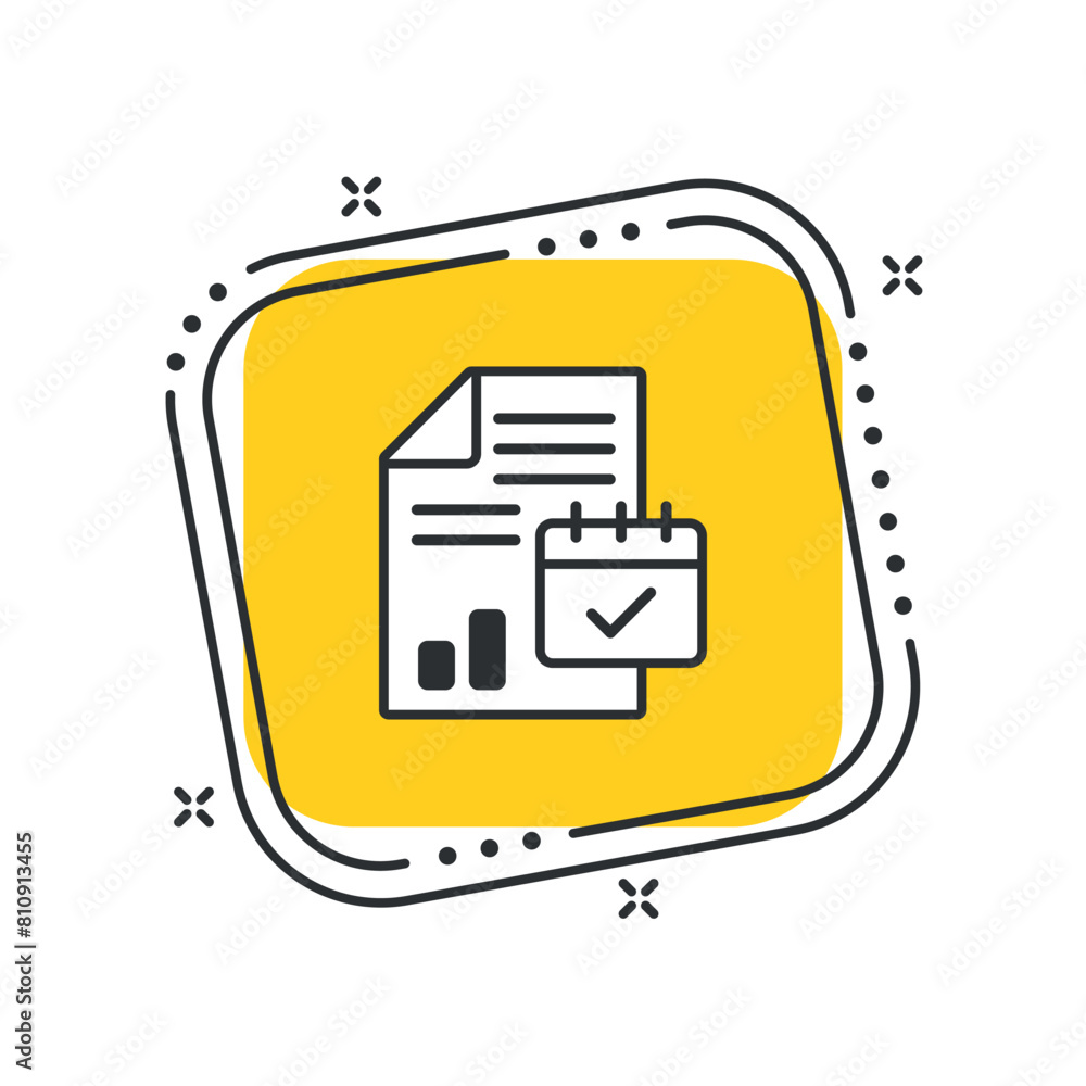 Cartoon diagram icon vector illustration. Document with checkmark icon ...