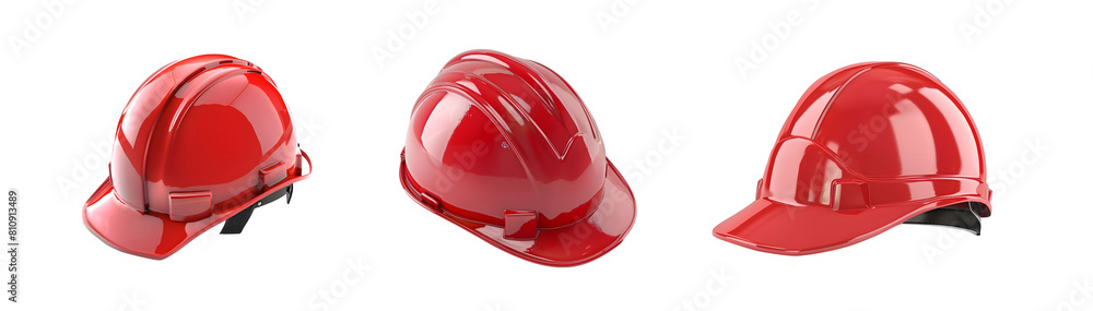 Set of Fire marshals Red helmet Isolated on transparent background Set of Fire marshals Red helmet Isolated on transparent background