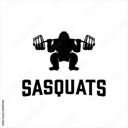 Bigfoot squatting with masculine style design