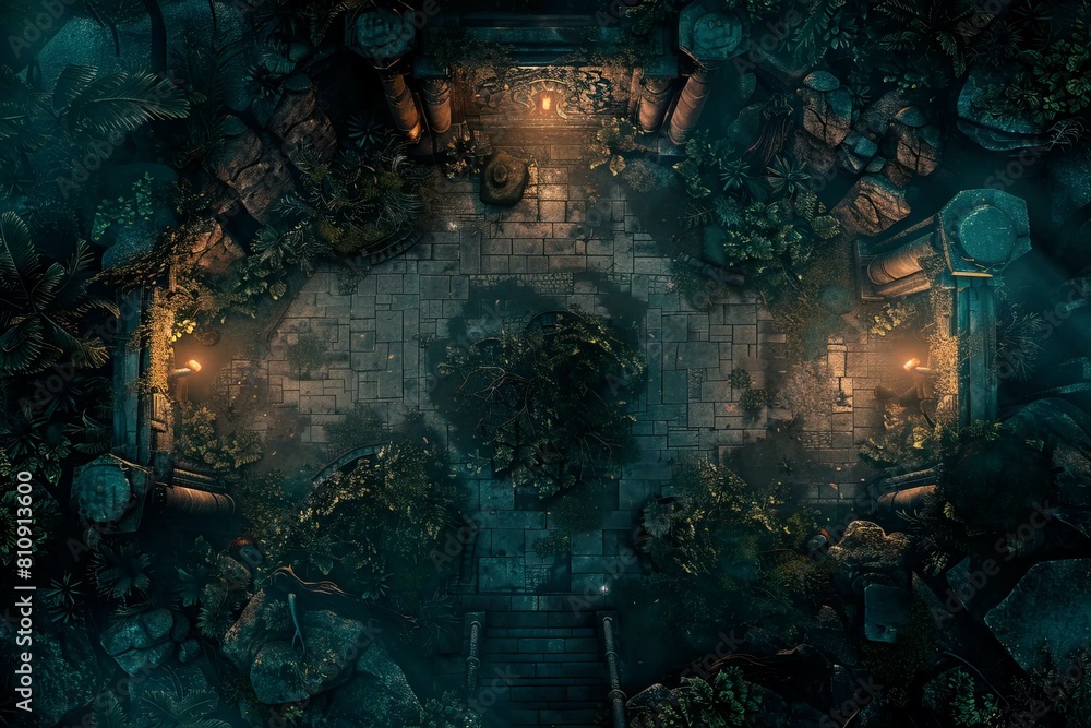 DnD Battlemap dark, crypt, entrance, mysterious, eerie, scene