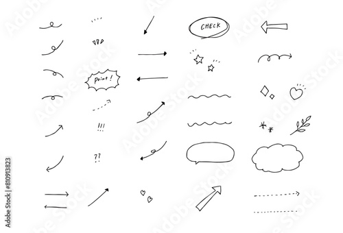 手書き　色々な記号セット　アイコン　 飾り　あしらい	