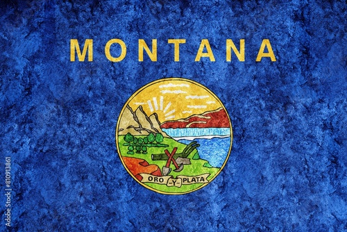 Metallic montana state flag montana flag background metallic texture