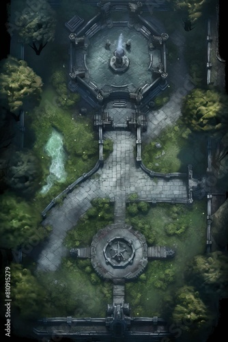 DnD Battlemap Graveyard Gauntlet: An Ether. Pleine lune mystique et créature magique. photo