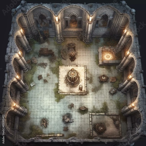 DnD Battlemap haunted, abbey, ruins, spectacular, fantasy, scenery