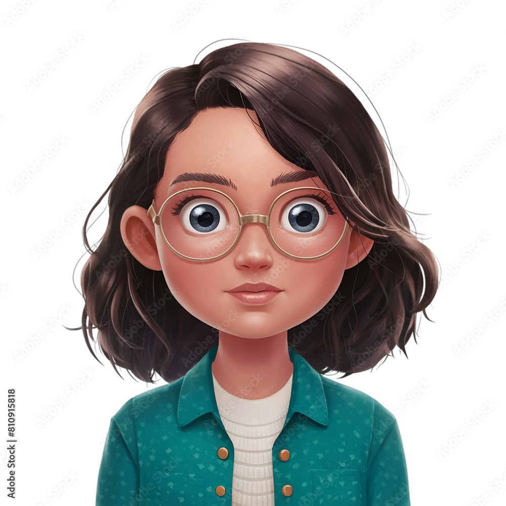 Cartoon girl in white background