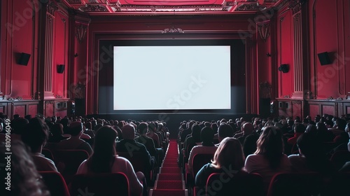 Wallpaper Mural A captive audience in a cinema looking at a large blank screen waiting for a movie Torontodigital.ca