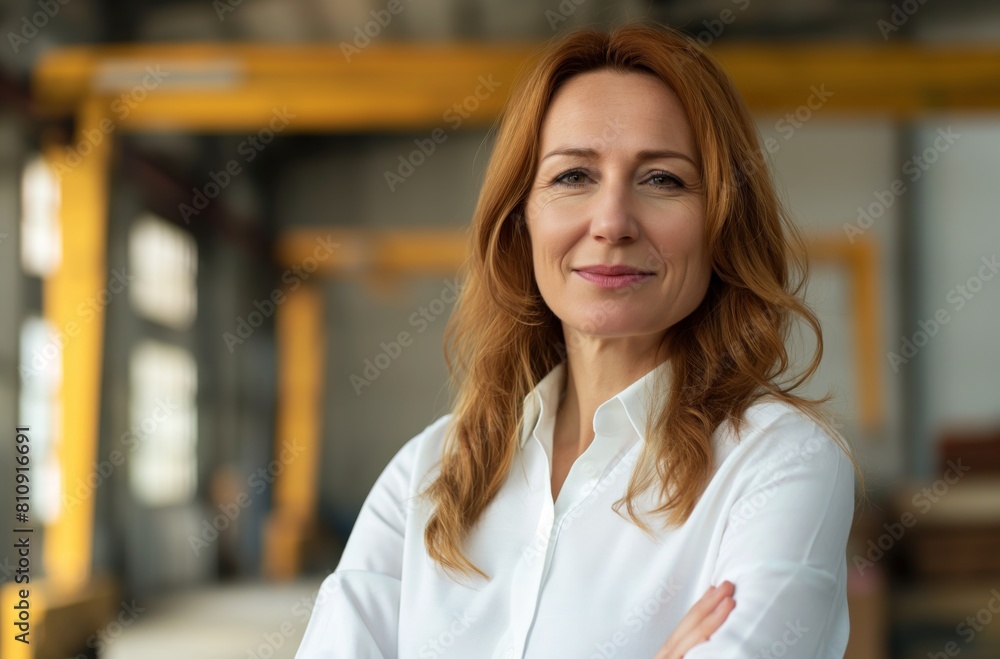 Confident director in industrial setting Confident director in industrial setting
