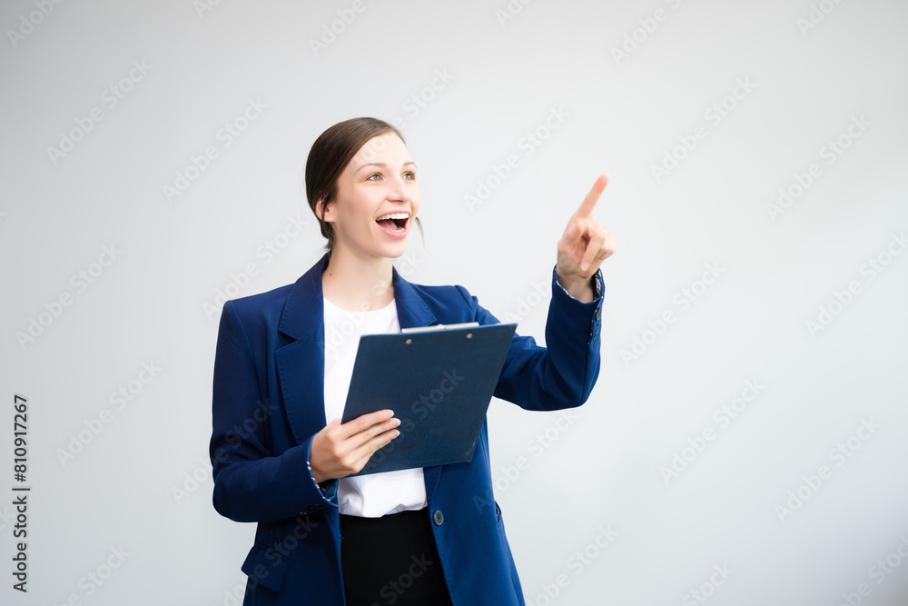 Confident Caucasian businesswoman CEO idea holding tablet and laptop for remote work, online viewing, multitasking isolated Confident Caucasian businesswoman CEO idea holding tablet and laptop for remote work, online viewing, multitasking isolated