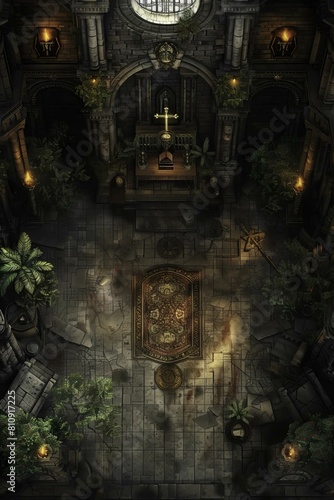 DnD Battlemap sacred  chapel  monastery  architectural  interior  detail