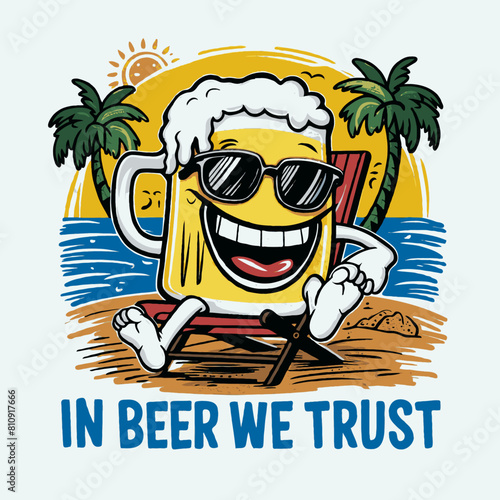 funny vector t-shirt design .summer T-shirt for beer lovers and relaxation