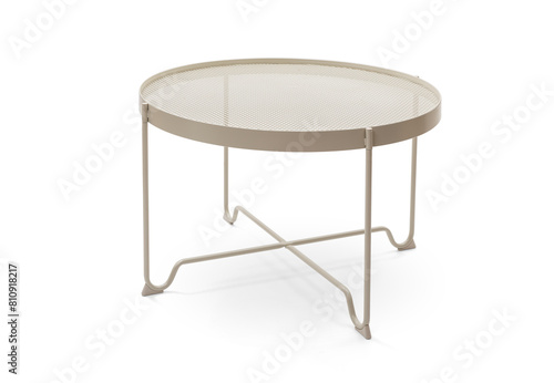 Beige round coffee table isolated on white, including clipping path