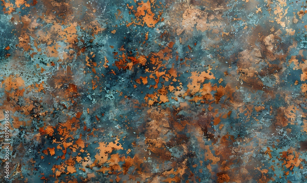 Seamless oxidized copper patina sheet metal wall panel grunge background texture, Generative AI Seamless oxidized copper patina sheet metal wall panel grunge background texture, Generative AI