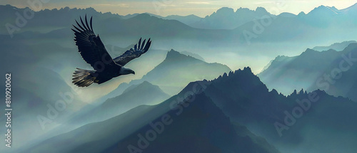 Two majestic eagles effortlessly glide through the sky, riding thermal currents high above the ground. © Szalai