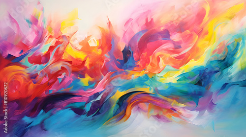 Rainbow colors cheerful tones artistic sense texture impasto brush strokes abstract decorative painting