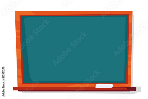 School blackboard vector illustration. Cartoon blank green chalkboard in wooden frame isolated on white background. Design element for education, university, restaurant, cafe, menu. Back to school