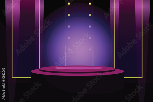 Concert stage vector illustration. Show podium. Empty scene for show, dancing, rock festival, performance or standup © backup_studio