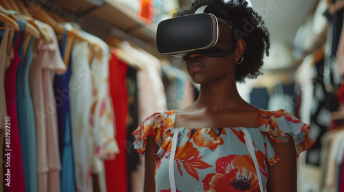 women in a clothing store using virtual reality glasses