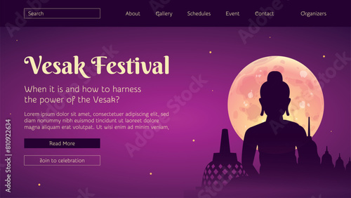 Gradient vesak landing page template design