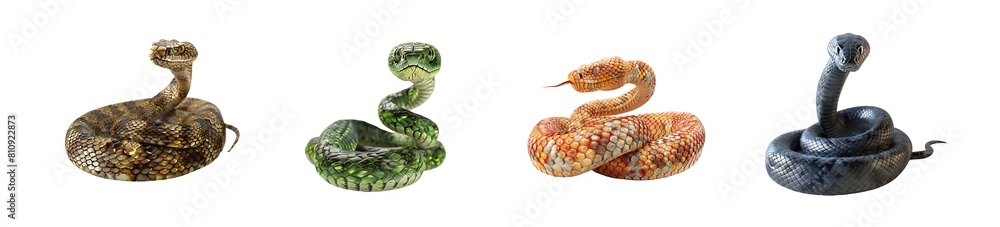 Fototapeta premium Set of Snake Isolated on transparent background