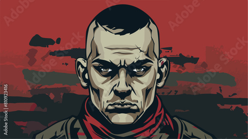 head of man soldier of war avatar character Vector illustration