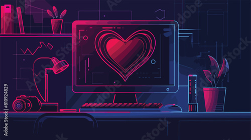 heart in screen workspace graphic design in black con