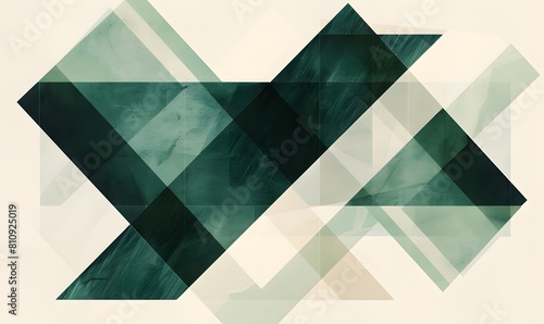 minimalist composition of trapezoids in emerald green and ivory  Generative AI
