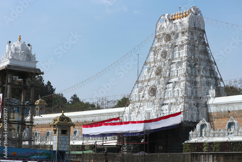 Main gopuram of Balaji Temple at Tirumala, Tirupati, India.