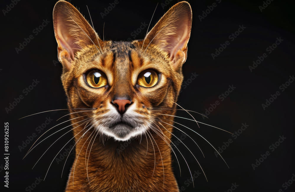 Studio portrait of a Oriental cat facing forward, studio lighting, photorealistic.