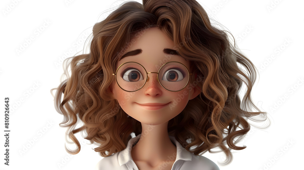 3d Character executive girl with curly hair 3d Character executive girl with curly hair