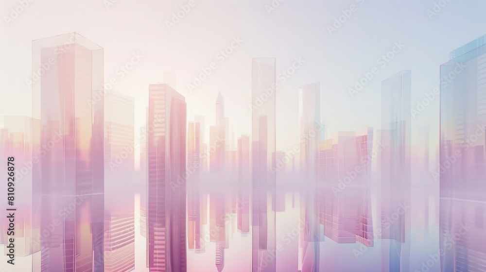 Minimalist Business District: Prosperous Financial Center with Tiled Buildings and Semi-Transparent Reflections Minimalist Business District: Prosperous Financial Center with Tiled Buildings and Semi-Transparent Reflections