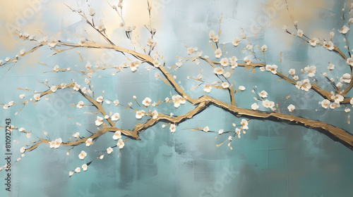 Yellow and white flowers artistic texture impasto brush strokes abstract decorative painting © Wu