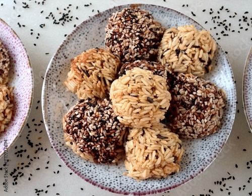 Rice cracker of Thai Dessert photo