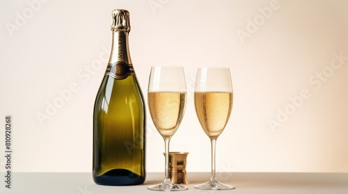 Pair of Champagne Glasses and Bottle