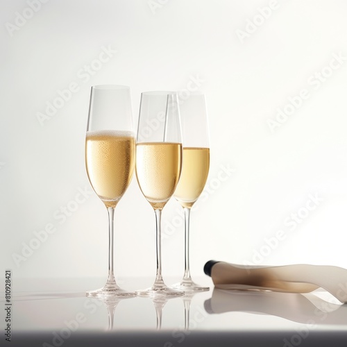 Three elegant wine glasses on a dining table
