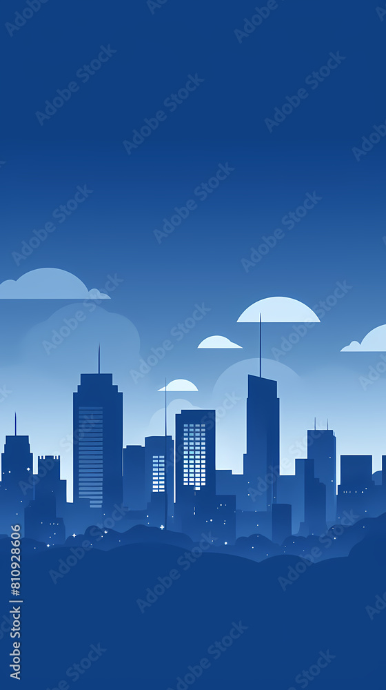 Simple city skyline at night