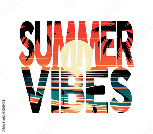 beach landscape in the shape of words summer vibes (artwork 3)