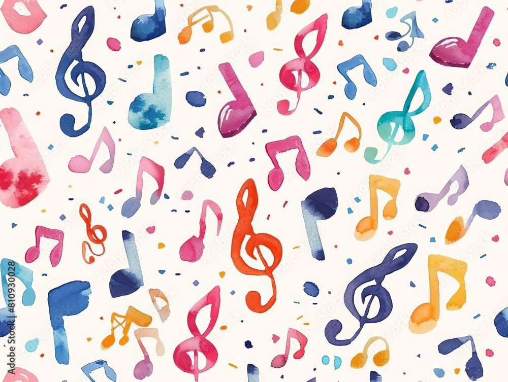 music notes flat design front view melodic patterns theme water color Triadic Color Scheme music notes flat design front view melodic patterns theme water color Triadic Color Scheme