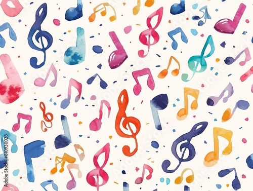 music notes flat design front view melodic patterns theme water color Triadic Color Scheme