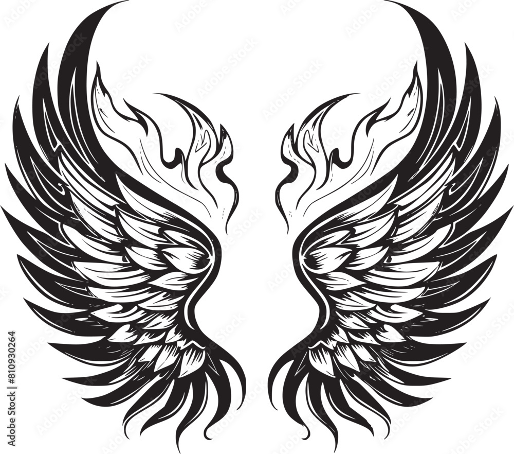 Wings black and white vector Wings black and white vector